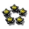 Glass Bead, with Enamel, Star with Smiling Face, Black, 20~20.5x21~21.5x10.5~11mm, Hole: 1.6mm