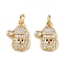 Brass Micro Pave Cubic Zirconia Charms, with Jump Ring, Lead Free & Cadmium Free, Long-Lasting Plated, Rack Plating, Real 18K Gold Plated, Santa Claus, 11.5x9x2.5mm, Hole: 2mm