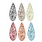 Spray Paint 430 Stainless Steel Pendants, Teardrop, Mixed Color, 45x18x0.5mm, Hole: 1.5mm