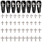 40Pcs 4 Style Alloy Rhinestone Cabochons, Nail Art Decoration Accessories, Cross, Silver, 8~12.5x6.5~9.5x2~2.5mm, 10pcs/style