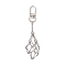 Stainless Steel Braided Chain Macrame Pouch Empty Stone Holder Pendant Decorations, Alloy Swivel Clasps for Bags Key Ornament, Stainless Steel Color, 105mm