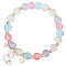Easter Rabbit Crackle Glass Round Beaded Stretch Bracelets, Alloy Enamel Charm Bracelets for Women, Mixed Color, Inner Diameter: 2-3/8 inch(6cm)