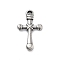 304 Stainless Steel Pendants, Cross Charm, Antique Silver, 23x13x3mm, Hole: 2mm