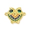Real 18K Gold Plated Brass Pave Cubic Zirconia Connector Charms, Cadmium Free & Nickel Free & Lead Free, Owl Links, Colorful, 13x16x3.5mm, Hole: 1.1mm
