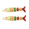 Brass Micro Pave Cubic Zirconia Enamel Pendants, Fish, Real 18K Gold Plated, Colorful, 38x11.5x6.5mm, Hole: 1.6mm