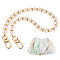 Round Plastic Imitation Pearl Beads Bag Extender Chains, with Brass Crystal Rhinestone Findings and Alloy Clasps, Bag Replacement Accessories, Golden, PeachPuff, 410mm
