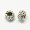 Alloy Rhinestone European Beads, Rondelle Large Hole Beads, Antique Silver, Crystal, 11x8mm, Hole: 6mm
