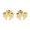 Ion Plating(IP) 304 Stainless Steel Stud Earrings, Bowknot, Real 14K Gold Plated, 10x13mm