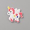 PVC Plastic Cabochons, Unicorn, White, 32x29x2mm