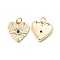 Rack Plating Brass Micro Pave Colorful Cubic Zirconia Pendants, with Jump Ring, Cadmium Free & Nickel Free & Lead Free, Heart with Eye, Real 18K Gold Plated, 15.5x15.5x2mm, Jump Ring: 5x0.6mm, Inner Diameter: 3.8mm