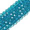 Transparent Glass Beads, Faceted(32 Facets), Round, Dark Turquoise, 10mm, Hole: 1.8mm, about 66~68pcs/strand, 24.02~24.13 inch(61~61.3cm)