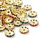 Brass Grade A Rhinestone Spacer Beads, Wavy Edge, Rondelle, Nickel Free, Golden, Mixed Color, 12x4mm, Hole: 2.5mm
