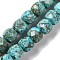 Natural Howlite Beads Strands, Dyed, Faceted Rhombus Cut, Cube, Cyan, 7x7x7mm, Hole: 1mm, about 52~57pcs/strand, 15.16~15.55''(37.5~39.5cm)