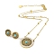 Synthetic Turquoise Stud Earrings & Pendant Necklaces Sets, 304 Stainless Steel Rhinestone Jewelry Sets for Women, Round, 450mm