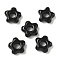 Natural Obsidian European Beads, Flower Large Hole Beads, 14~15x14~15x5.5~6mm, Hole: 5mm