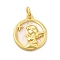 Rack Plating Brass with Plastic Pendants, Real 18K Gold Plated, Flat Round with Angel, Lead Free & Cadmium Free, Angel & Fairy Pattern, 20x17.5x3mm, Hole: 4.5mm