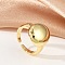 Oval Brass Open Cuff Rings for Women, Cadmium Free & Lead Free, Real 18K Gold Plated, 16.5mm, Inner Diameter: Adjustable