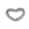 316 Stainless Steel Spring Gate Rings, Textured Heart, Stainless Steel Color, 16.5x23.5x3mm