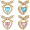8Pcs 2 Colors Brass Micro Pave Cubic Zirconia Pendants, Heart Charms, Mixed Color, 17~17.5x16.3x5.3mm, Hole: 1mm, 4pcs/color