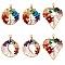6Pcs 3 Styles Natural Gmestone Copper Wire Big Pendants, Natural Amethyst & Green Aventurine & Citrine & Lapis Lazuli & Red Jasper & Red Aventurine & Quartz Crystal, Heart & Flat Round with Tree, Light Gold, 53.5~55x42~46.5x8~9.5mm, Hole: 5.5~6.5mm, 2pcs/style