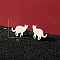 Non-Tarnish Stainless Steel Stud Earrings, Cat Shape, Stainless Steel Color, 7x12mm