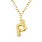 304 Stainless Steel Clear Cubic Zirconia Heart & Letter Pendant Curb Chain Necklaces for Women, Golden, Letter P, 16.54 inch(42cm)