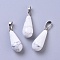 Natural Howlite Pendants, with Platinum Tone Brass Peg Bails, Teardrop, 27.5~29.5x10.5mm, Hole: 3.5~9x3.5~4.5mm