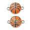 Alloy Enamel Connector Charms, Sports Links, Cadmium Free & Lead Free, Platinum, Orange, Basketball, 14.5~15x21.5x3mm, Hole: 2mm