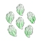 Dyed & Heated Glass Pendants, Feather Leaf, Green, 28x17x3.5mm, Hole: 1.2mm
