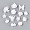 Flower Resin Cabochons, for Jewelry Making, with Glitter Powder, White, 6~12x6~12x2.5~6mm, about 2500~3000pcs