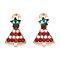 Rack Plating Alloy Pendants, with Rhinestone, Cadmium Free & Nickel Free & Lead Free, Christmas Tree, Light Gold, Green Tourmaline, 17x10x4mm, Hole: 1.6mm