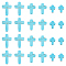 90Pcs 3 Styles Synthetic Turquoise Beads, Dyed, Cross, Deep Sky Blue, 10~20x8~15x3.5~4mm, Hole: 1mm, 30pcs/style