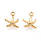 304 Stainless Steel Charms, Ion Plating(IP), Starfish Charm, Real 14K Gold Plated, 8.5x6.5x1.5mm, Hole: 1.4mm