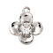 Brass Pave Clear Cubic Zirconia Charms, Cadmium Free & Nickel Free & Lead Free, Flower, Platinum, 12x10.5x3.5mm, Hole: 1mm