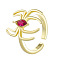 Alloy and Rhinestone Rings, Punk Style Spider Cuff Rings, Real 14K Gold Plated, Inner Diameter: 17mm