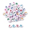 Opaque Acrylic Enamel Beads, Flat Round with Letter, Mixed Color, 7x4mm, Hole: 1.8mm, about 3700pcs/500g