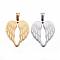 304 Stainless Steel Pendants, Wing, Mixed Color, 26.5x22x1.5mm, Hole: 3x5mm