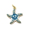 Brass Enamel Pendants, Rack Plating, Long-Lasting Plated, Cadmium Free & Lead Free, Real 18K Gold Plated, with Jump Ring, Starfish, 18x16.5x2mm, Hole: 3mm
