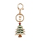 Christmas Tree Alloy Rhinestone Pendant Decoration Keychains, with Lobster Clasp Charms and Chian Rings, for Keychain, Purse, Backpack Ornament, Light Gold, Colorful, 120mm
