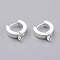 201 Stainless Steel Huggie Hoop Earrings Findings, with Vertical Loop, with 316 Surgical Stainless Steel Earring Pins, Ring, Silver, 12x11x3mm, Hole: 1.4mm, Pin: 1mm