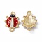 Alloy Connector Charms, with Enamel, Golden, Ladybug Links, FireBrick, 17.5x12.5x3mm, Hole: 1.8mm
