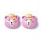Opaque Resin Cabochons, Cartoon Style Animal, Bear Pattern, 18x18x7.5mm