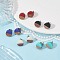 Resin & Wood Stud Earrings, Flat Round, Mixed Color, 10mm