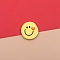 Opaque Cute Resin Cabochons, Smiling Face Cabochons, Flat Round Shape, Yellow, 23mm