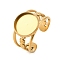 304 Stainless Steel Cuff Ring Components, Pad Ring Settings, Round, Golden, Tray: 12mm, Inner Diameter: 19mm
