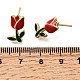 Серьги-гвоздики с цветком из латуни и эмали EJEW-P322-05G-7