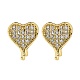 Сердце из латуни микро проложить кубического циркония шпильки уха EJEW-D304-35P-2