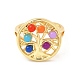 Открытое кольцо-манжета с красочным деревом жизни из бисера из смолы RJEW-G274-02G-2
