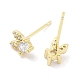 Серьга-гвоздик из латуни с прозрачным фианитом и паве EJEW-S217-G02-2