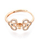 Сердце латунный микропаве прозрачный кубический цирконий регулируемые настройки кольца KK-T076-49G-2